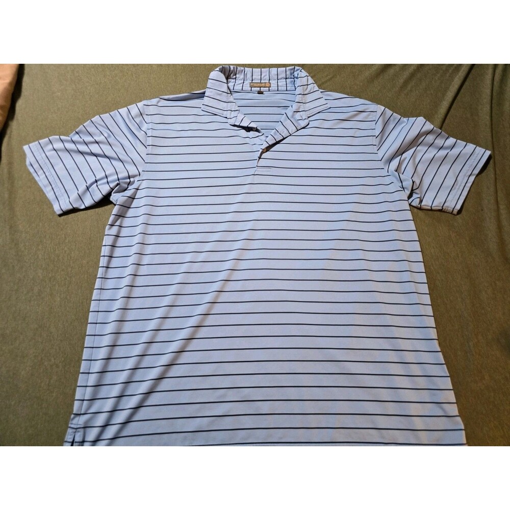Peter Millar Southern Comfort XL Light Blue Stripe Golf Polo Short Sleeve Men's